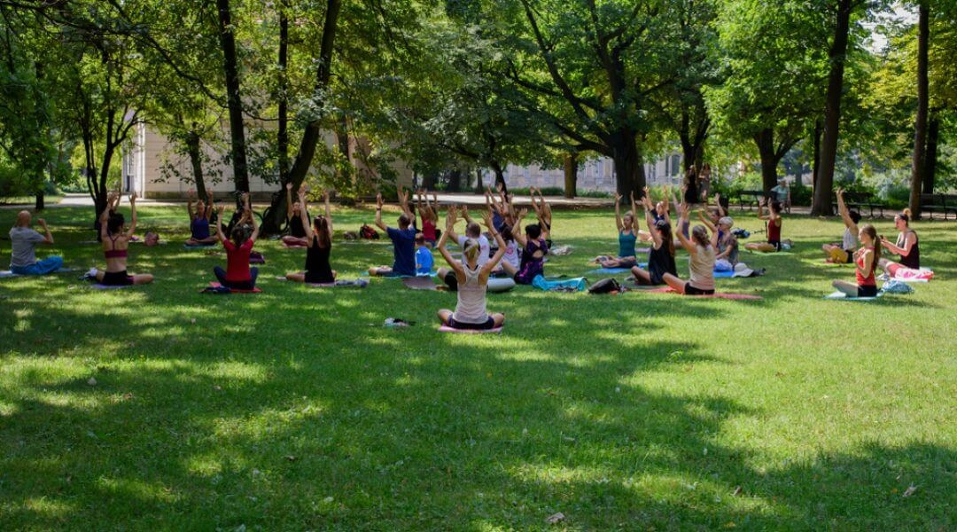 Joga w parku w Warszawie