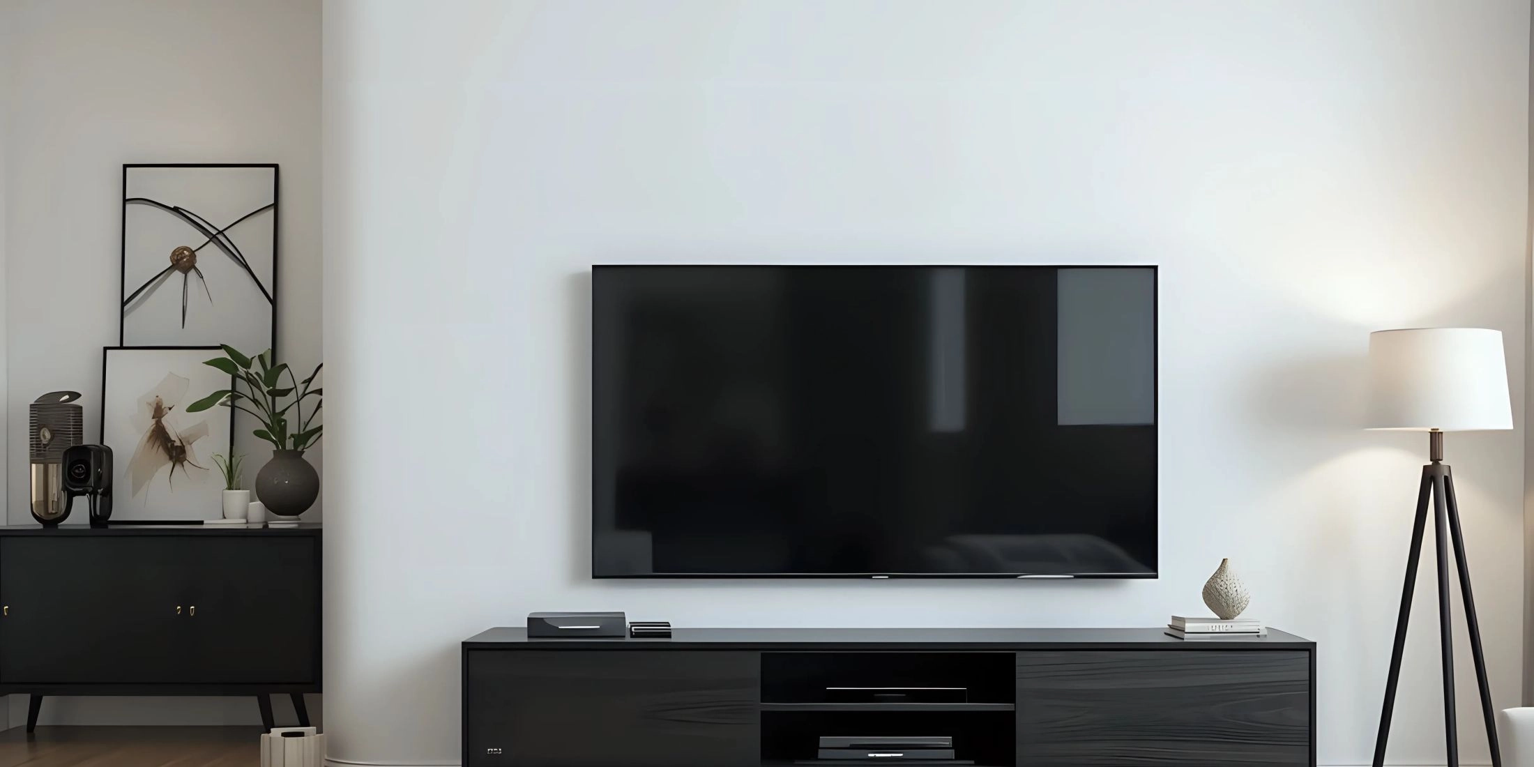 Wnętrze salonu ze sprzętem rtv