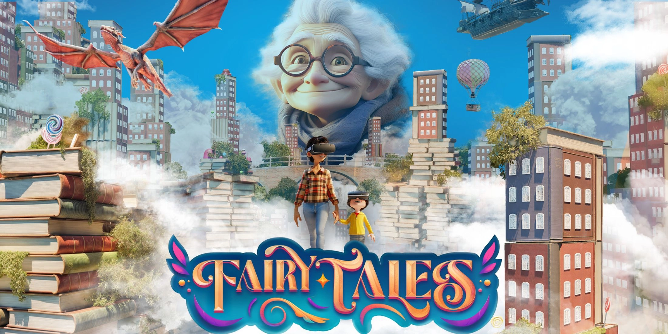 Grafika promująca wystawę „Fairy Tales. Miasto zaginionych opowieści” w Art Box Metaverse w Warszawie