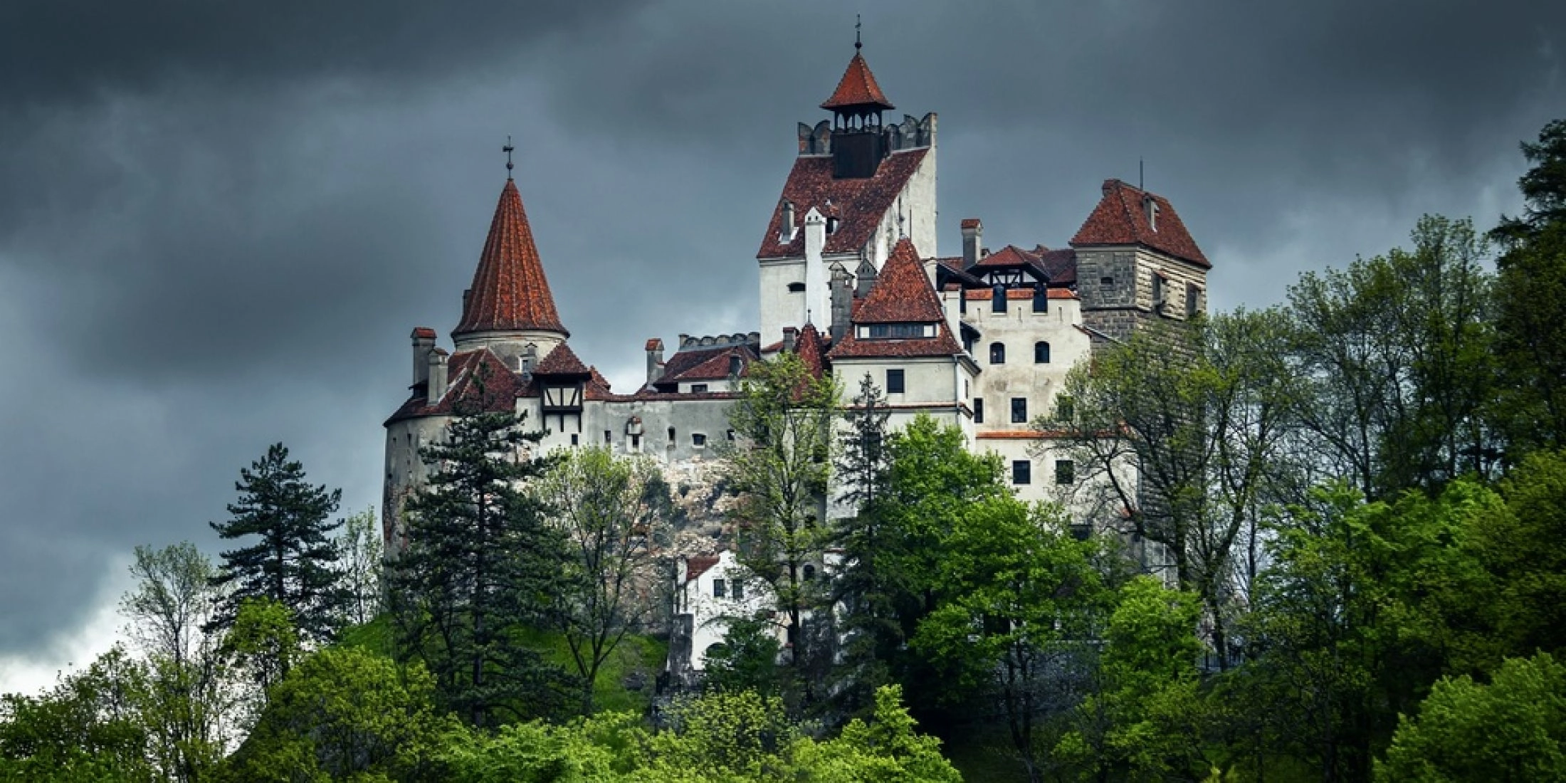 Zamek Bran na skalistym wzgórzu w Transylwanii w Rumunii