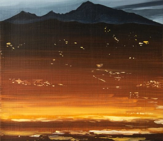 „Las Vegas” i „Wschód nad doliną”, olej na płótnie 30x30
